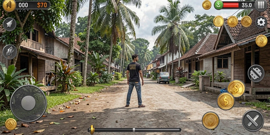 Tampilan karakter utama yang menarik dan penuh warna.
