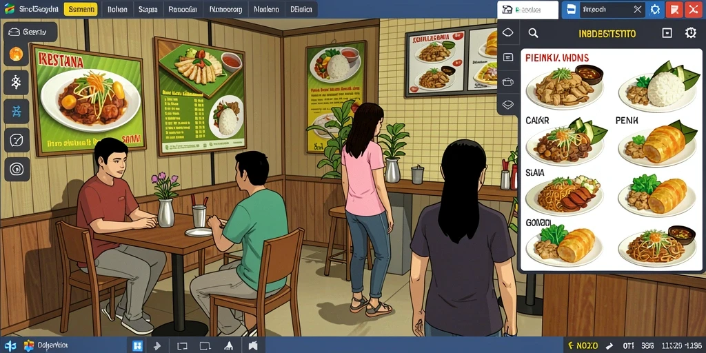 Screenshot menampilkan latar belakang yang memukau dan karakter yang dinamis.